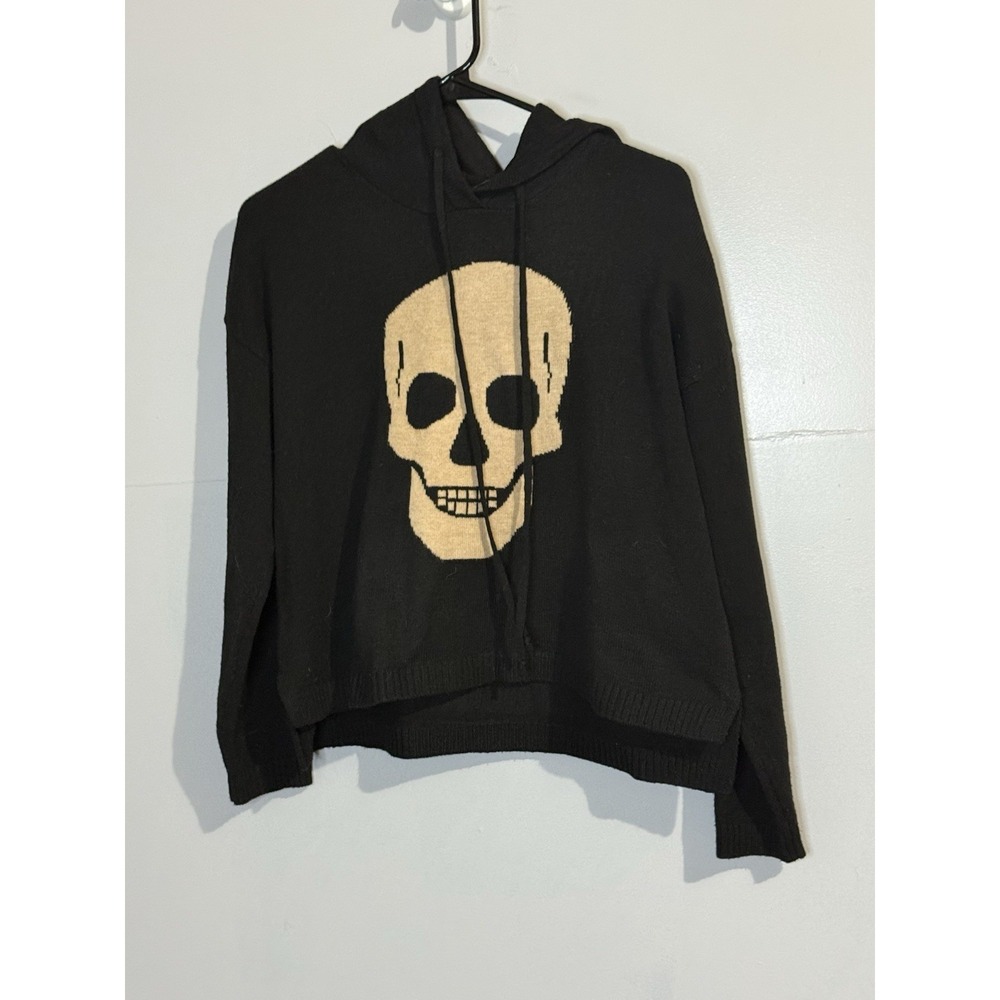 Sweet Romeo Black And Tan Skull Knit Hoodie Women's Size S